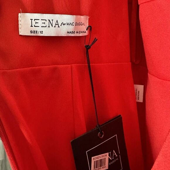 NWT Mac Duggal Bow Shoulder V-Neck Gown 49454 Women's Red 12 - Picture 7 of 8